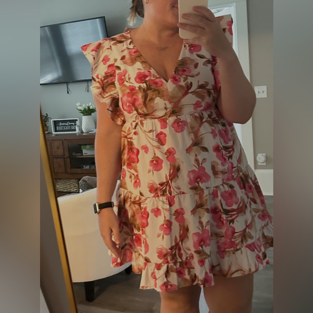 Abercrombie & Fitch Pink and Brown Floral Dress